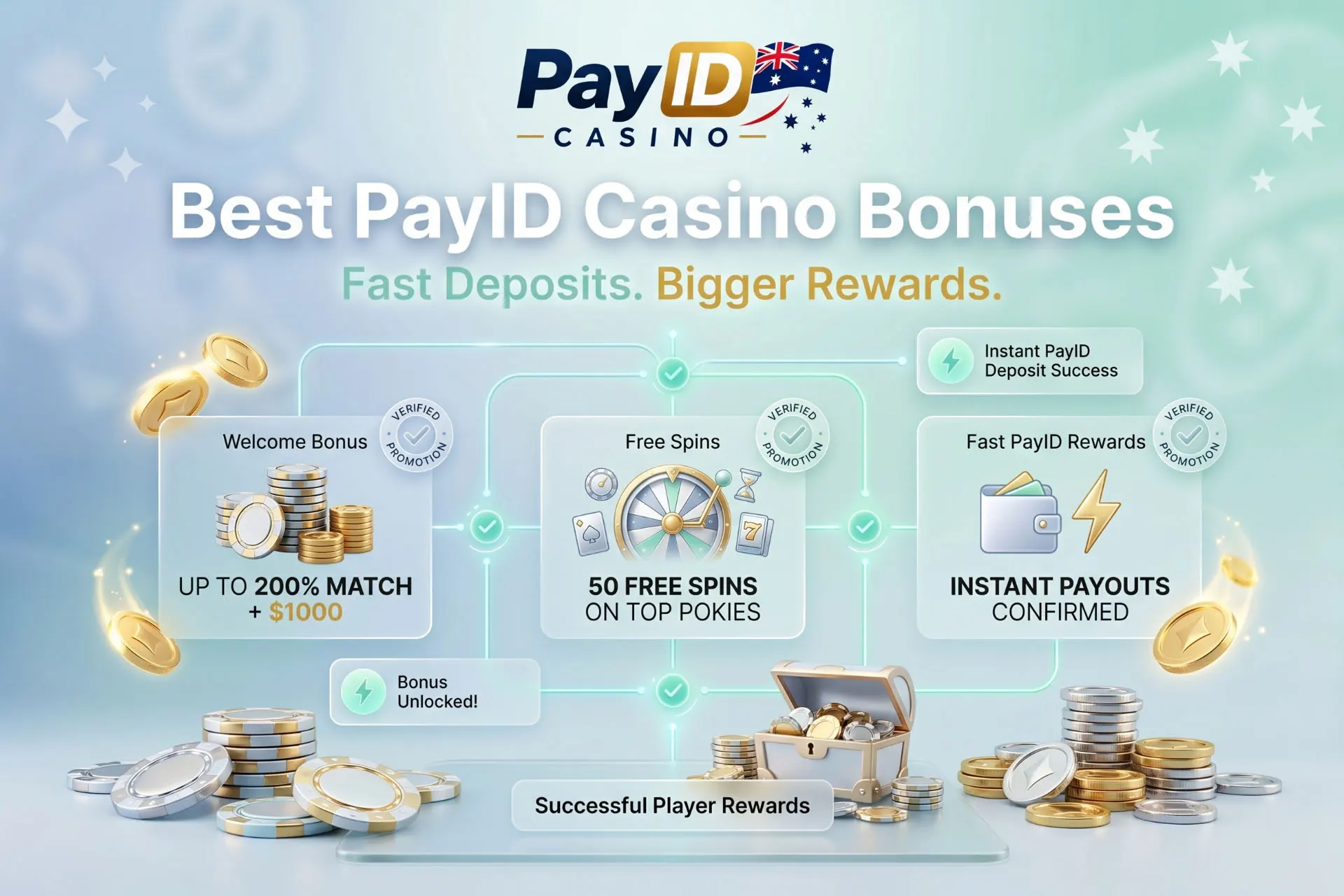 PayID casino bonus summary highlighting key benefits and terms